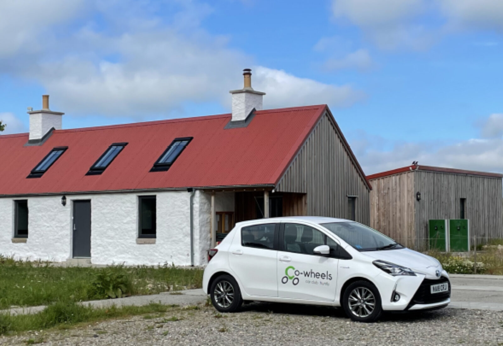 The Greenmyres building and community electric car